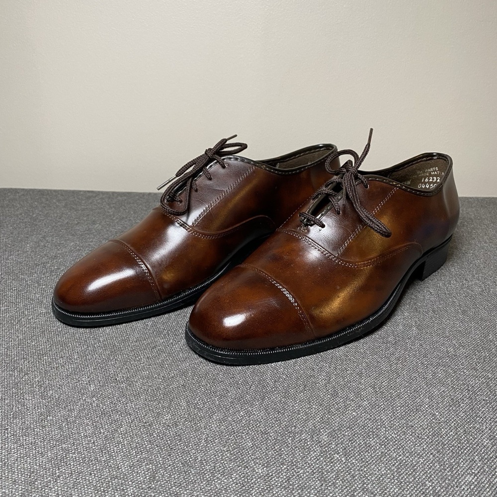 Vintage JB Cap Toe Derby Dress Shoe 8.5W Cognac Brown USA